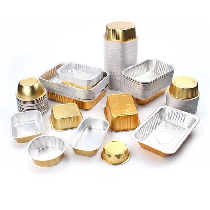 Containers Baking Bread Loaf Pan Tin Foil Trays Gold Smoothwall Aluminium Foil 1000ml 2.25lb Food Packaging Aluminum Fastfood