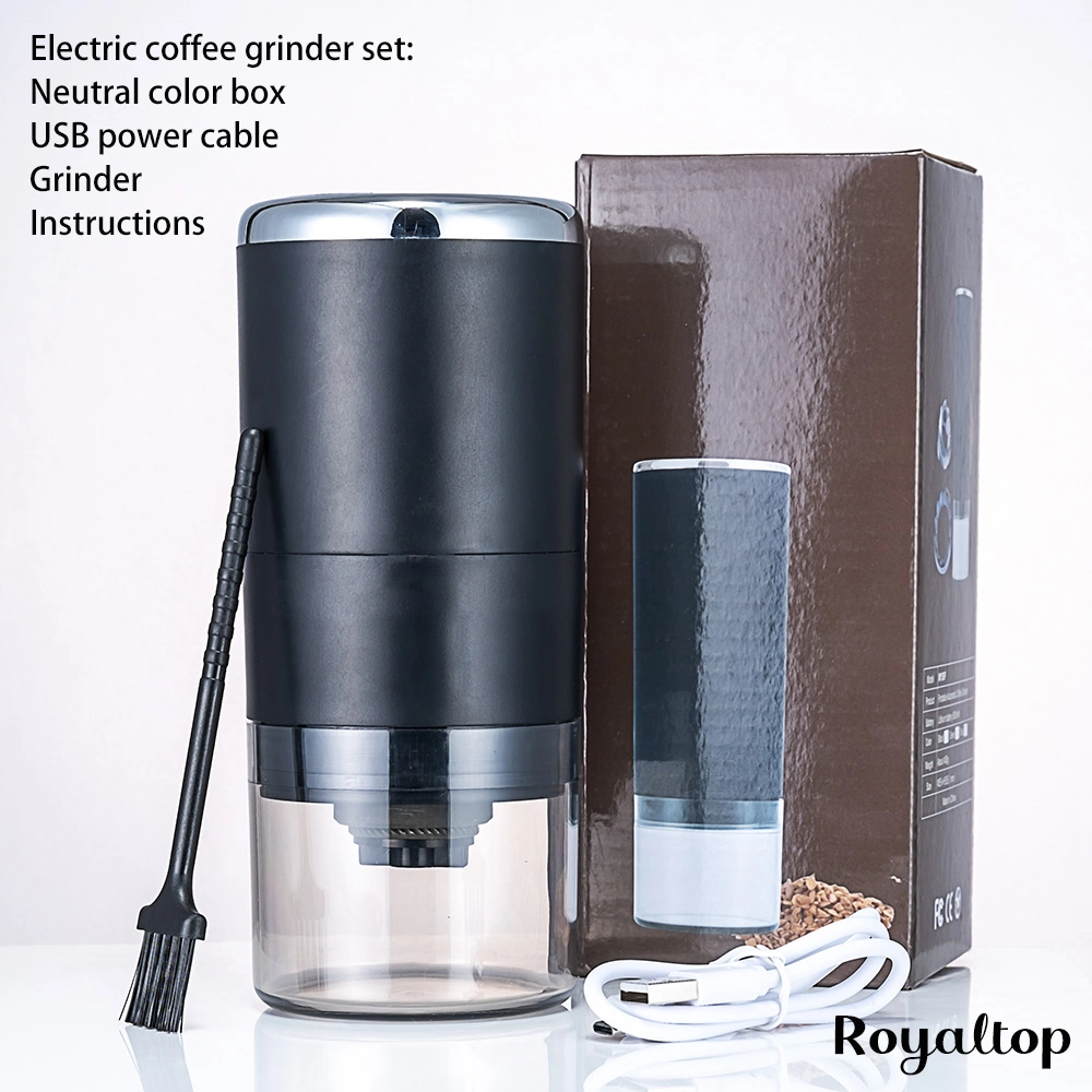 Small Coffee Grinding Machine Ceramic Burr Portable Electric Coffee Grinder Set with USB Charging Cable