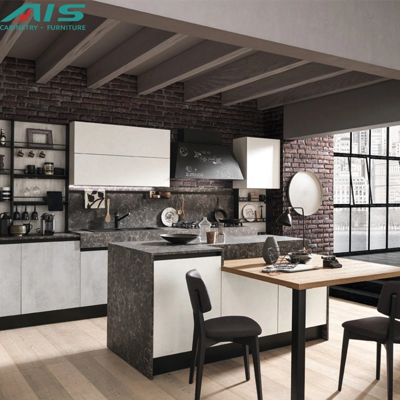 AIS 2023 China Modern designs completo aberto Grey Melamine Modular Armários de cozinha multifunções com designs Islands