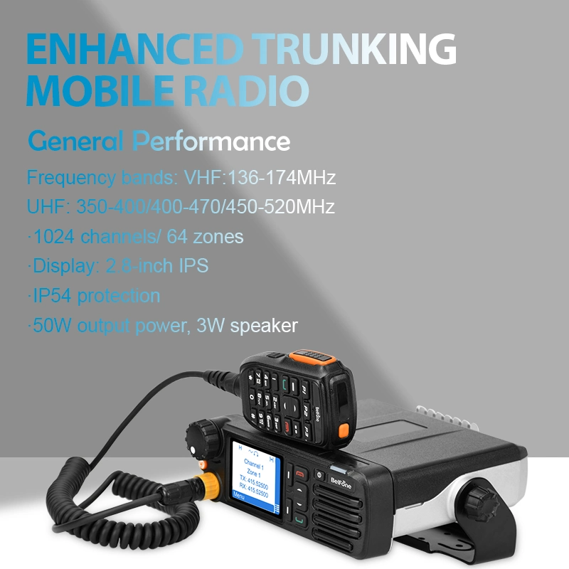 Belfone Bf-TM950 Radio Mobile Trunking Amélioré Appel Full Duplex Appel Full Duplex Radio Montée de 50W avec GPS