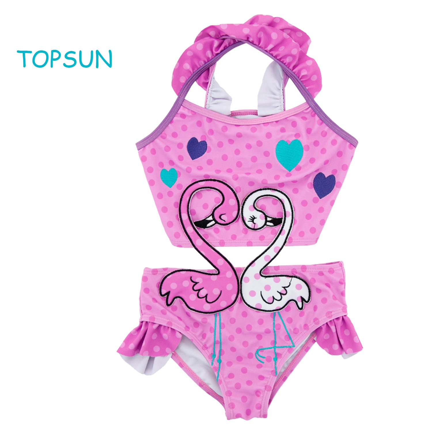 Baby Girl One Piece Swimsuit Printed Bikini Swimwear Beach Bathing Suit with Animals Pattern Printing and Bow Knot Design