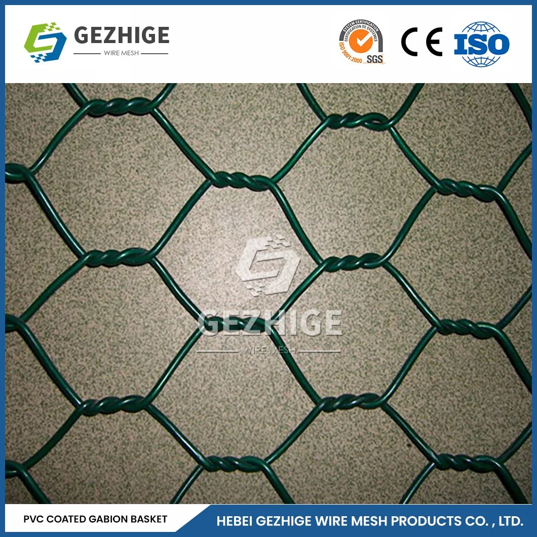 Gezhige 100X150 mm Gabion Cage Retaining Wall Factory 3,0-4,0mm Selvedge Grosor del alambre Gabion plástico gabion China 2,0*0,5*0,5 M malla de alambre Gaviones