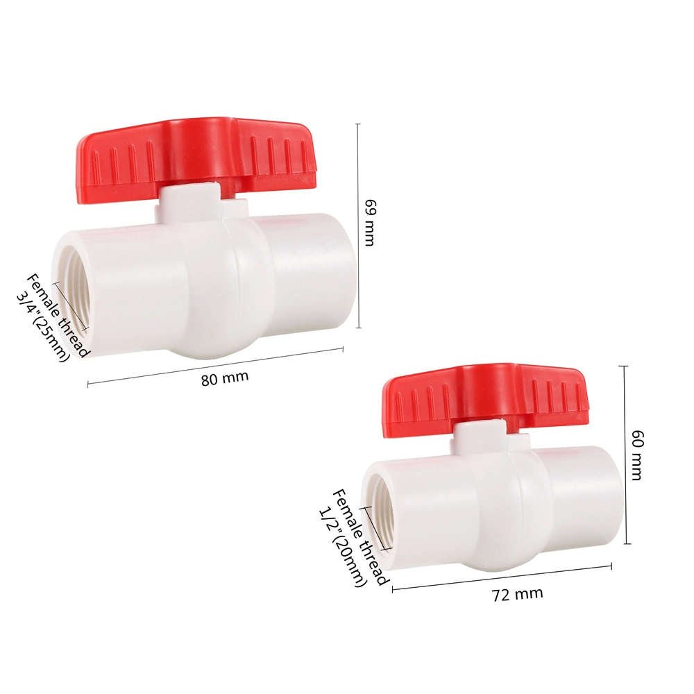 1/2 3/4 Inch Female Thread PVC Ball Valve Garden Irrigation Water Supply Controller Water Tank Aquarium Drainage System Fittings