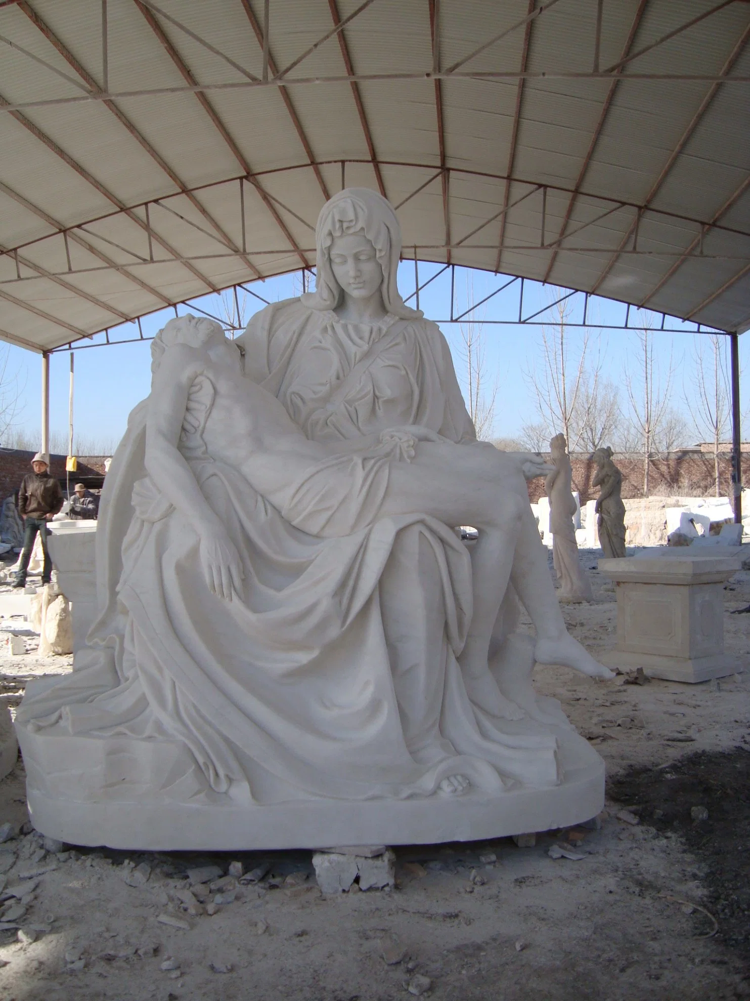 La taille de la vie de Saint Michael Angel statue en marbre Archange sculpture en pierre