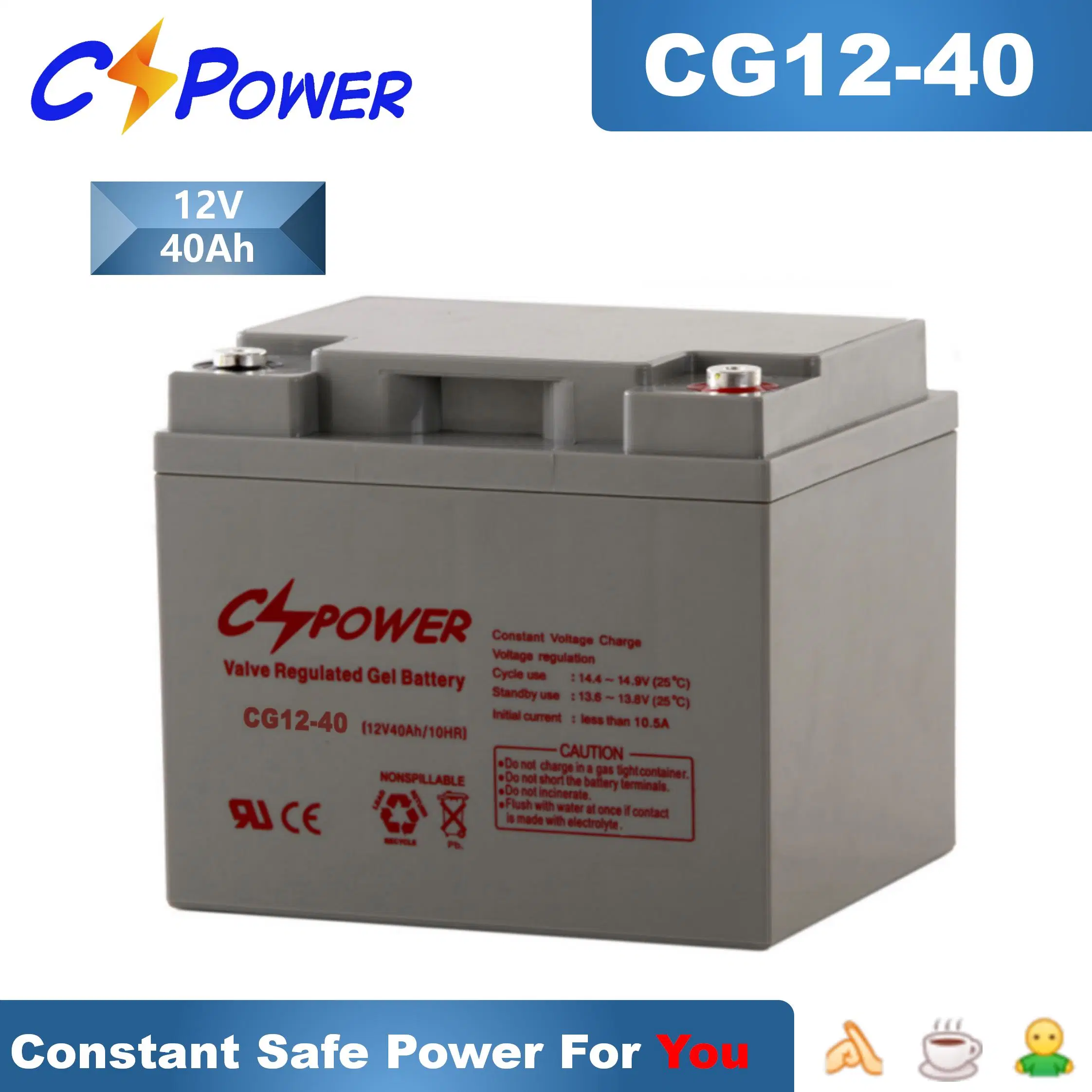 Cspower Batería 12V33ah-Valve-Regulated-Solar-Gel-Batería-para-Solar/sistema de UPS o fuente de alimentación/inversor/cargador de batería de alimentación