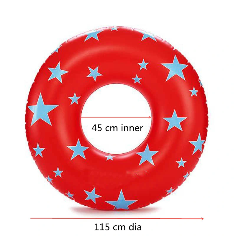 New Colorful Star Print Inflatable Tube Swim Ring for Adults Kids Five-Pointed Star Safety Swim Circle Water Play Equipment