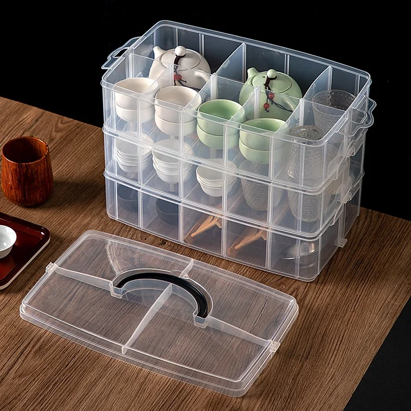 7202 High Quality Transparent Compartmentalized Cup Plastic Storage Box