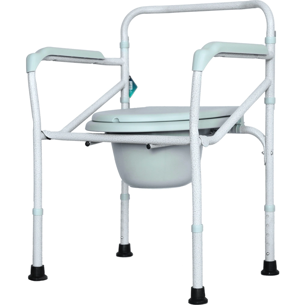 Folding Stainless Steel Commode Chair Toilet Medical Therapy Equipment