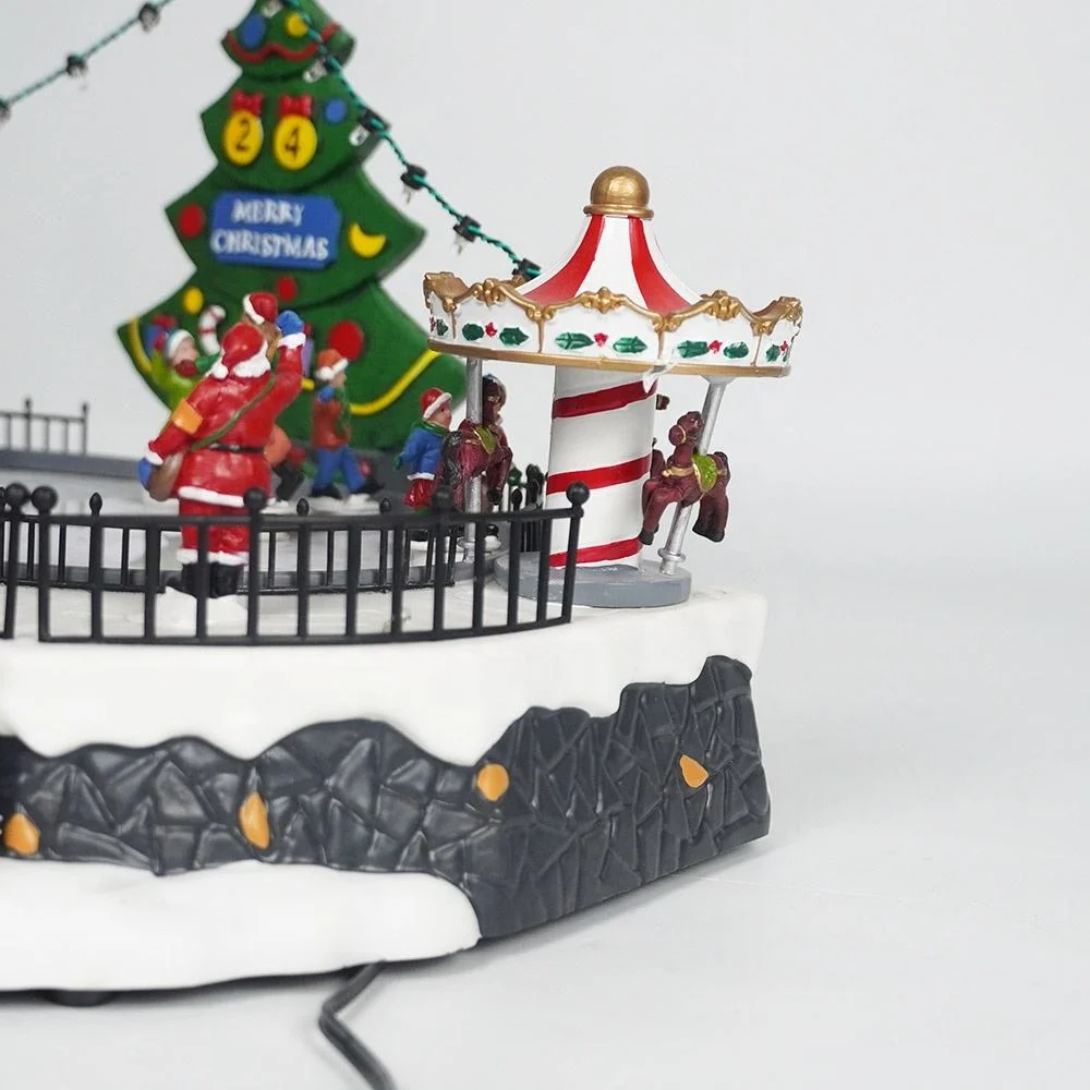 LED Lighted Ski Xmas Scene Christmas Village Set Ice Rink Ornament