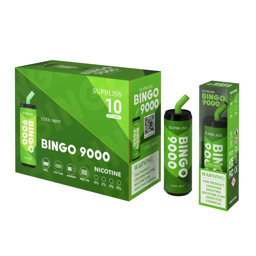 Randm Supbliss Bingo desechables 9000puffs 12 sabores 0%/2%/5% nicotina de sal VAPE Pen VAPE pequeña cantidad