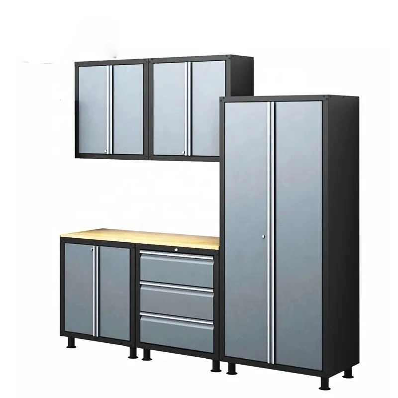 18 Gauge with Wood Worktop Garage Organizer Black and Graygarage Storage Cabinet Sets