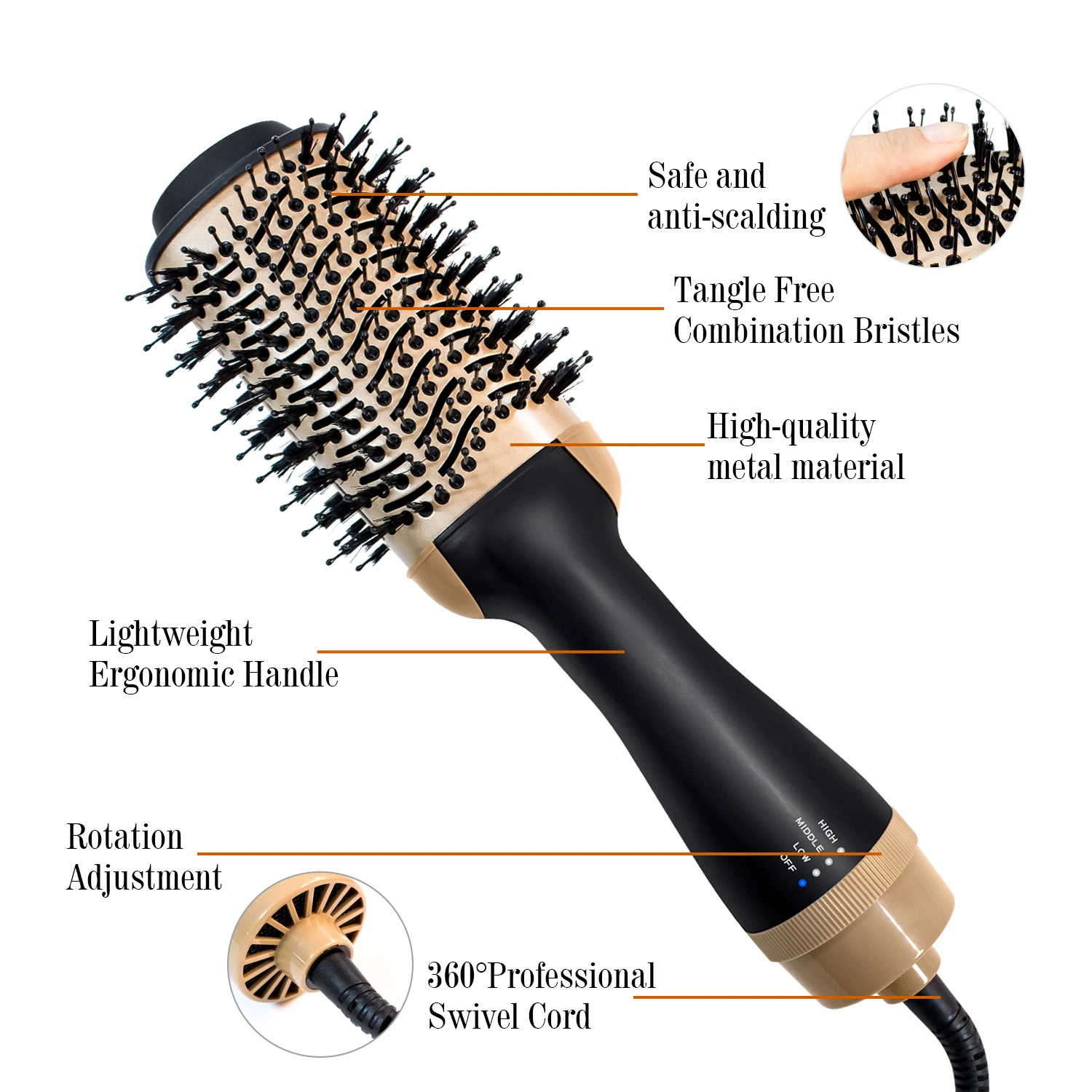 Webeauty Haartrockner Bürste 3 in 1 negative Ionisches Haar Haarglätter Professional One Step Haartrockner und Volumizer 3 Zoll 1 Elektrische Bürste Mit Heißkamm