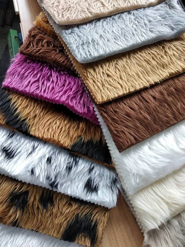 الطباعة من القماش العادي Jacquard Faux التركيبي Fur للسيارة أحذية قبعات لغطاء المقعد