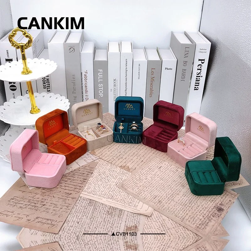 Cankim Custom Fashion Velvet Geschenkbox Velvet Boxen Verpackung Schmuck Samt Box für Ring und Anhänger Halskette