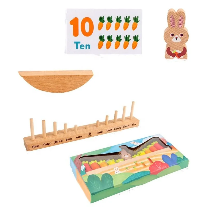 Educational Wood Montessori Rabbit Math Toys with Balance Wooden Toys