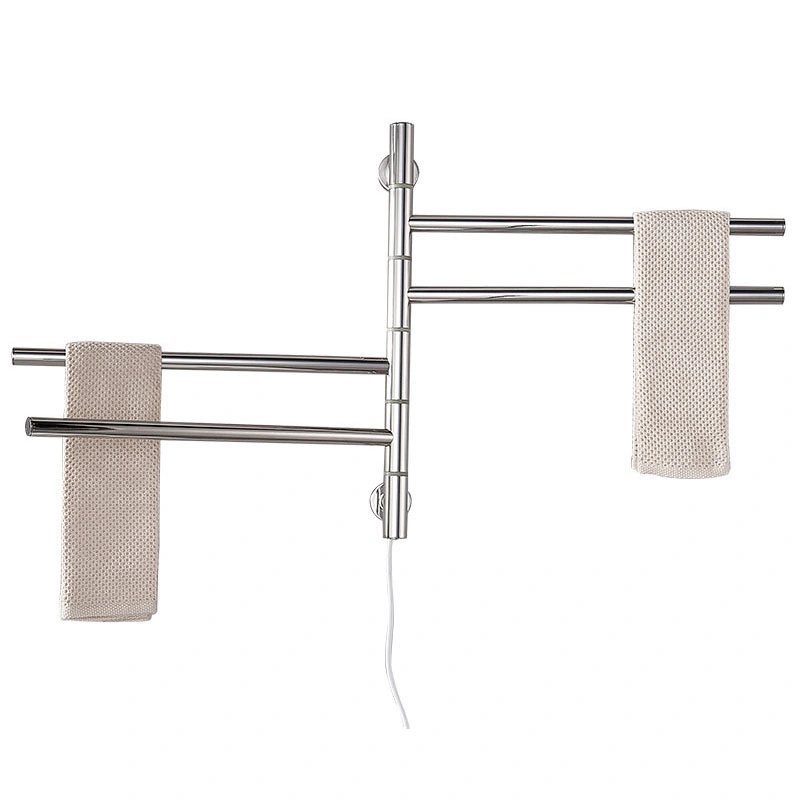 Sanitary Ware Hardware Electric Towel Bar Warmer 4-Arm Wall Mounted Swivel Towel Rack for Bathroom