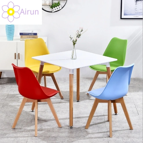 Modern Nordic Top Selling Square Wooden Dining Table with Wood Legs