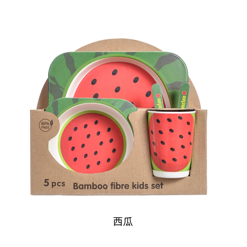 Environmental Protection Baby Feeding Set Cartoon Bamboo Fiber Dinnerware Sets