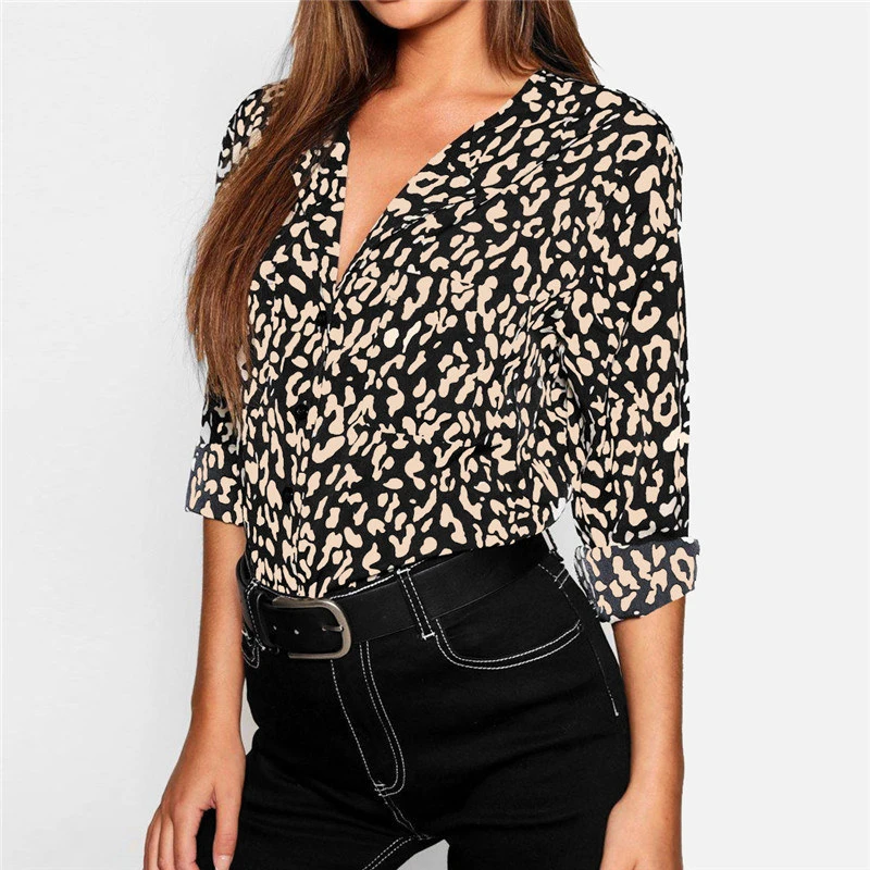 OEM Original Factory Chiffon Tops Women Wholesale/Supplier Womens Clothing Top Leopard Print Casual Sexy Shirts for Women Tops