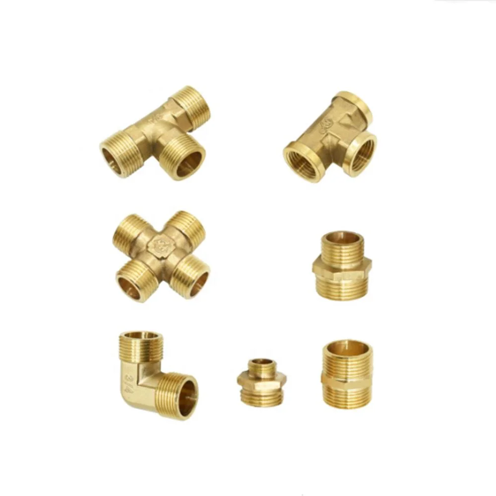 Brass Male Female Thread Copper Plumbing System Sanitary Elbow Pipe Cross Tee Fittings