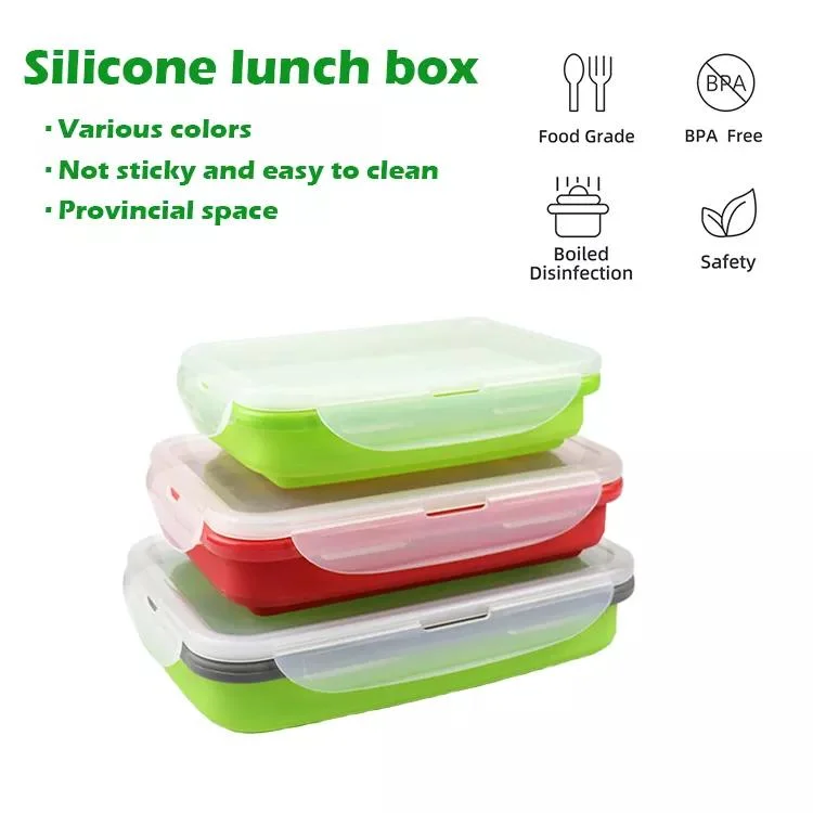 BPA Free Silicone Microwave Safe Foldable Varisized Bento Box