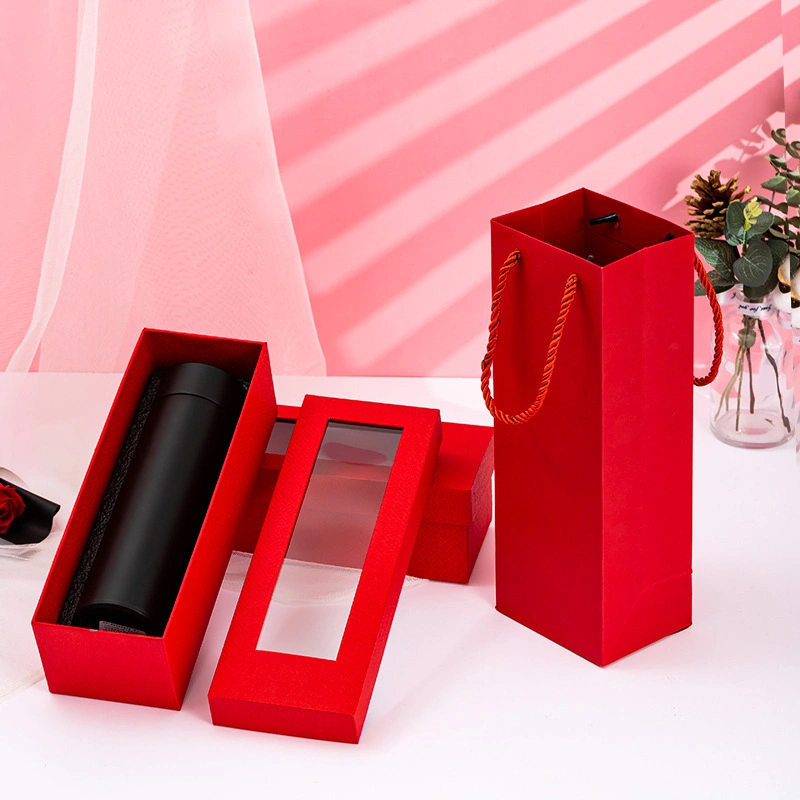 Insulated Cups Gift Box Open Window Transparent Umbrella Gift Box Heaven and Earth Cover Glass Mug Packaging Box