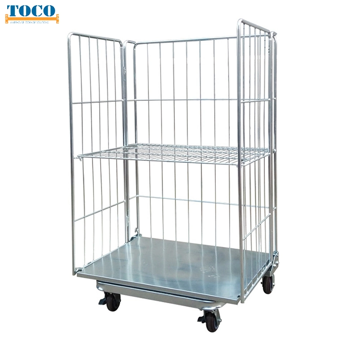 Galvanized Three Side Storage Logistic Trolley with Door for Express Delivery