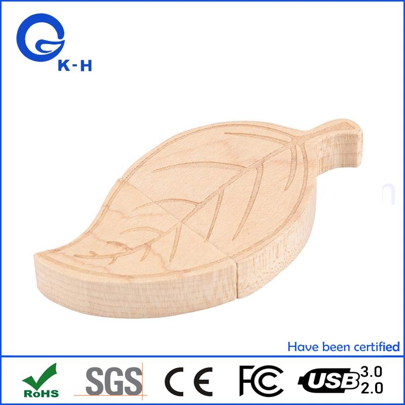 Leaf Shape Wooden Flash Memory Stick USB 64GB 128GB 256GB 512GB