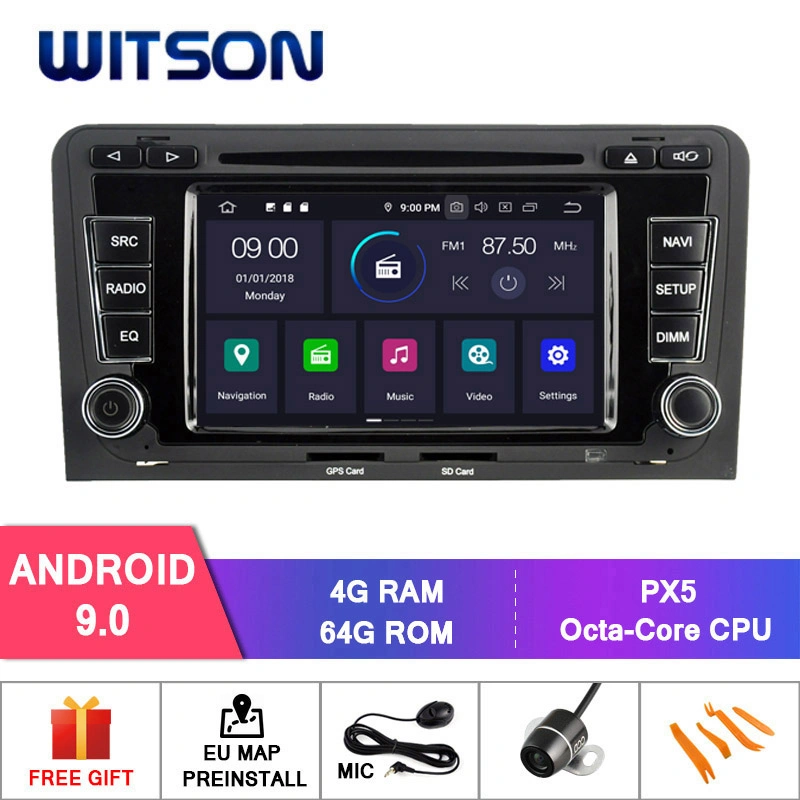 راديو السيارة Wittson Android 10 من أودي A3/S3/RS3 (2003-2012) بدقة 1080p فيديو عالي الوضوح