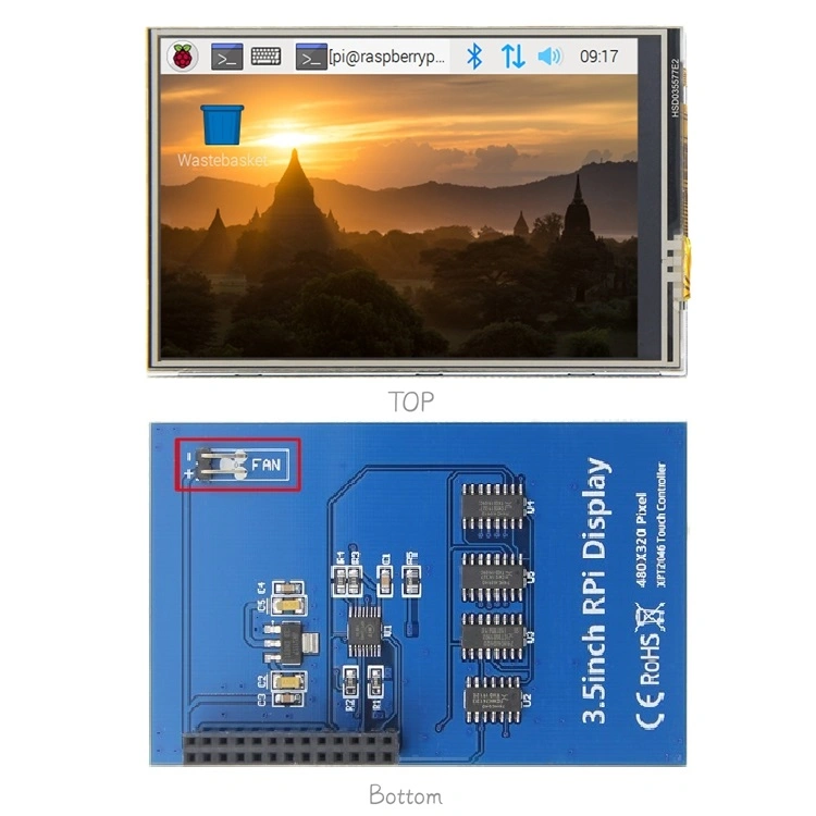 Opción el cable del ventilador Raspberry Pi Directly-Pluggable de 3.5 pulgadas táctil resistiva de 320*480 Módulo LCM