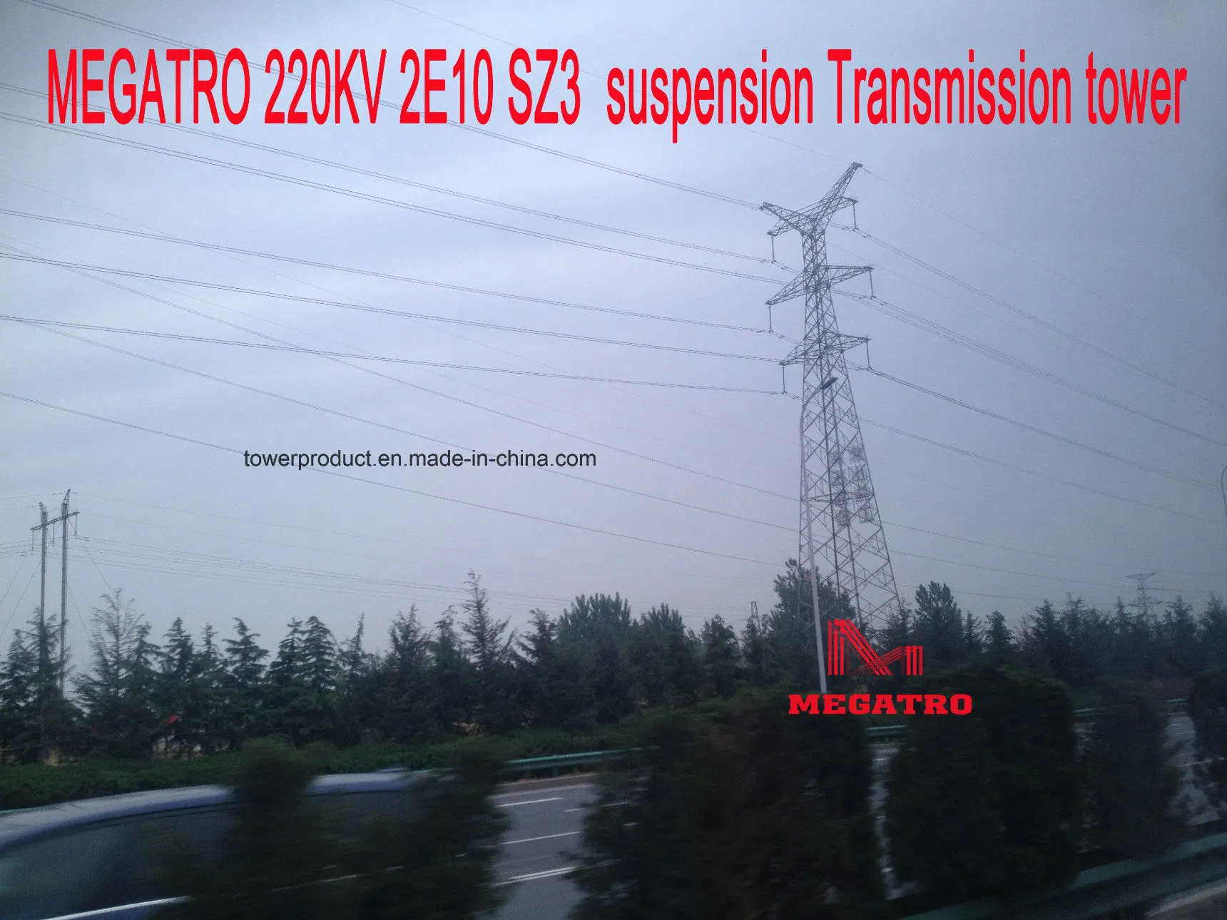 برج ناقل الحركة المعلق Megatro 220kv 2e10 Sz3