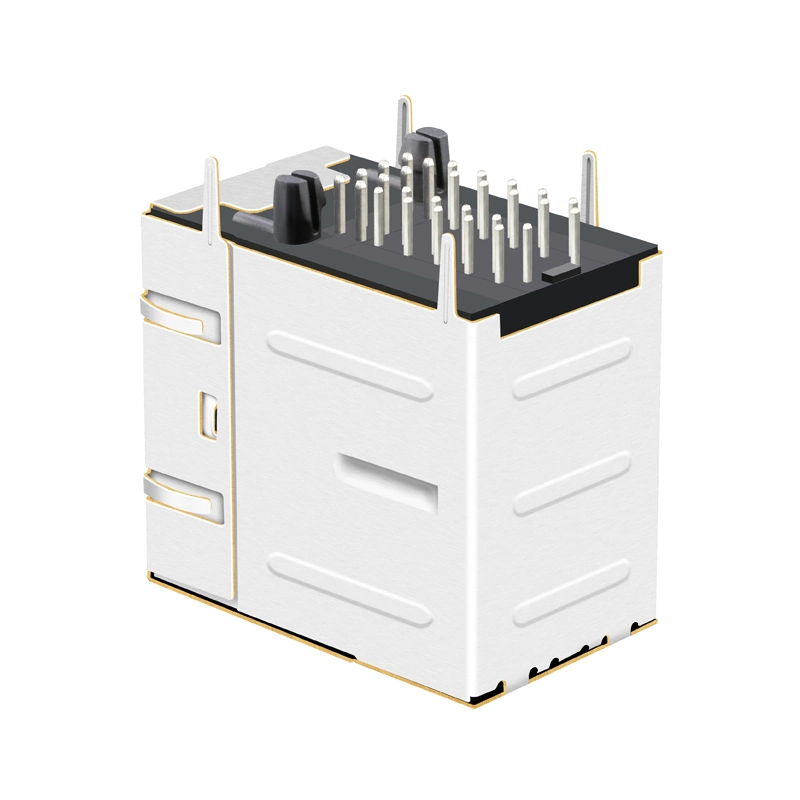 2.5g Base-T Ethernet Shielded Fast Jack Network Socket Magnetics Module 2X1 Multi-Port RJ45 Connector