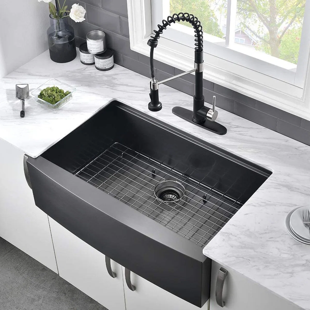 Aquacubic Modern Single Bowl Apron Front Stainless Steel Farmhouse Sink Apron Front Best Commercial Kitchen Sink