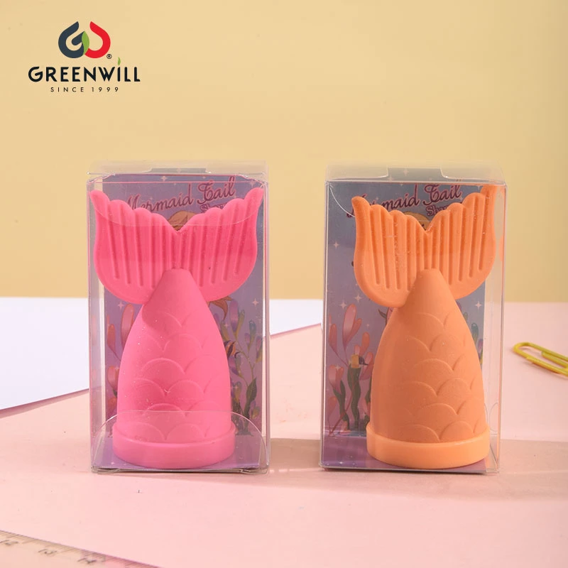 School Sharpener Supplier Greenwill Mermaid Tail Eraser with Sharpener Toy Eraser (GW162)