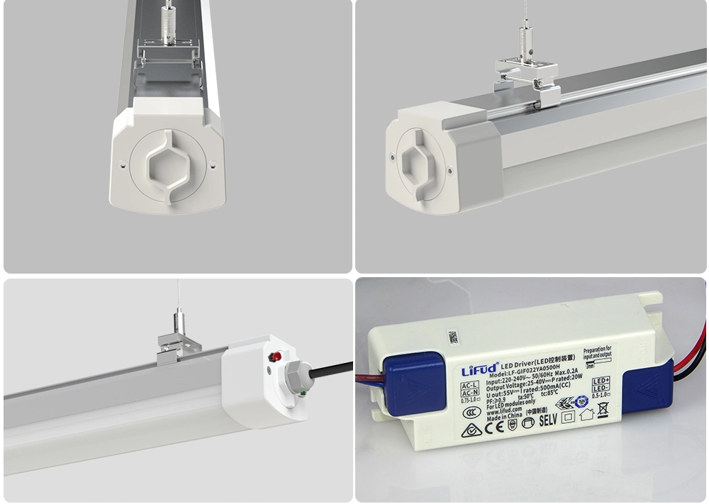 40W 120 PIES de luz de LED de vapor apretado 277V 5500-4 Lúmenes 5000K no se necesitan tubos para las instalaciones de procesamiento de alimentos de Kitchens Readapta el lavado de coches con CB ETL SAA