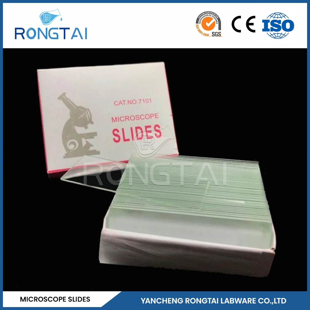 Rongtai School Laboratory Equipment Suppliers Microscope Slides Ground Edge China 7101 7102 7105 7107 7109 Microscope Prepared Teaching Slide