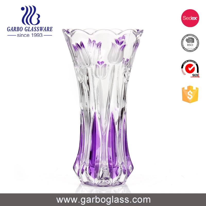 Factory Wholesale/Supplier Gift Order Colored Home Decoration 250mm Height Floortop Glass Flora Holder Glass Vase Glass Cups Elegant Glass Holders