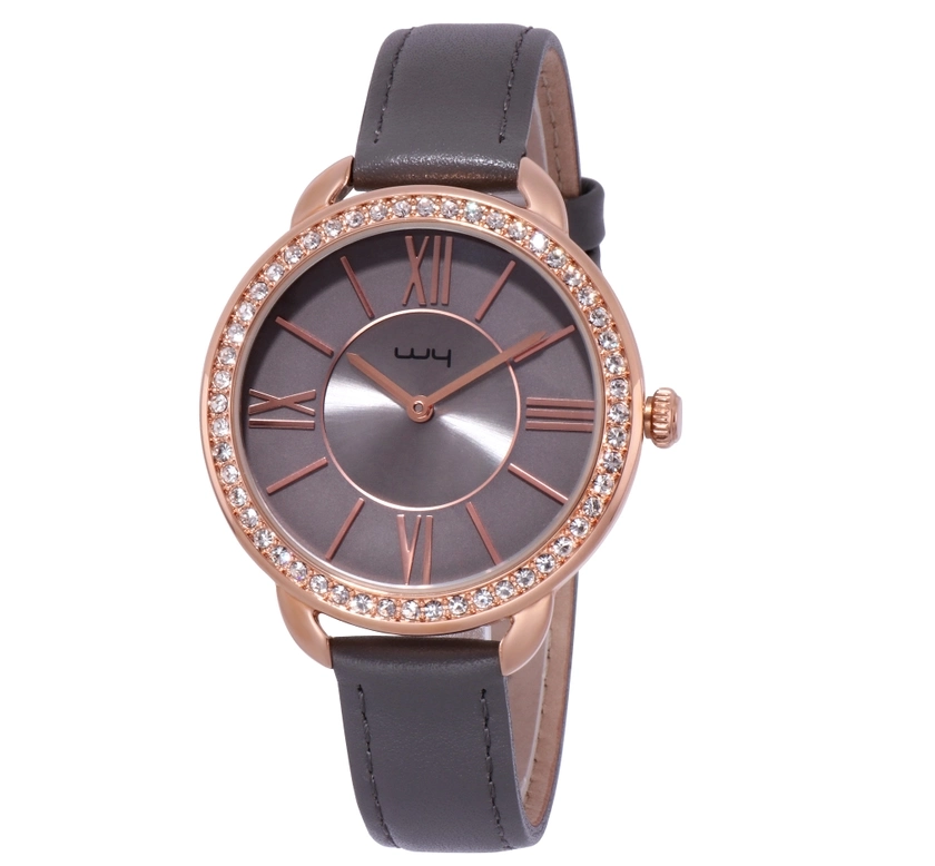 Fashion Mesdames Pierres Cz en alliage de bijoux en cuir de cas Watch (WY-147)