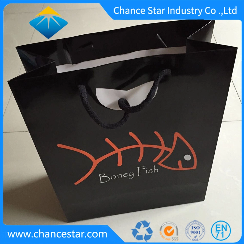Custom White/Black Paper Shop Bags Packaging Bags with Handle