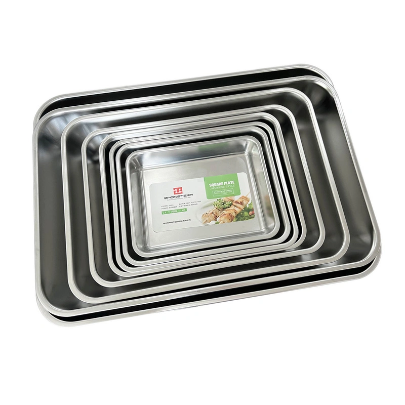 304 Plateau de service alimentaire de qualité alimentaire Plateau de cuisson rectangulaire Plateau de rôtissoire en acier inoxydable