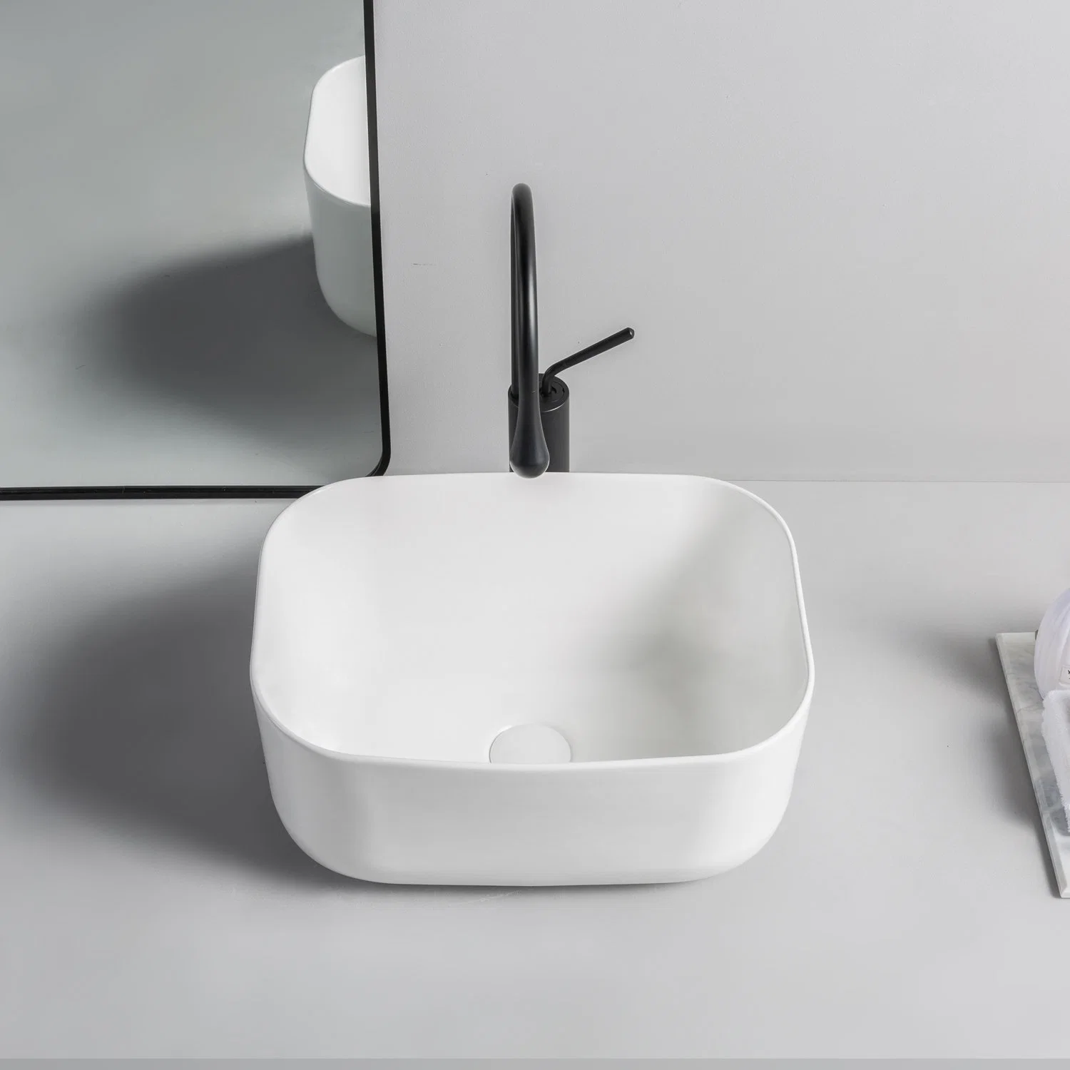 Sanita Ware face Basin Rectangle tampo de mesa Casa de banho cerâmica com lavatório Lava-loiça