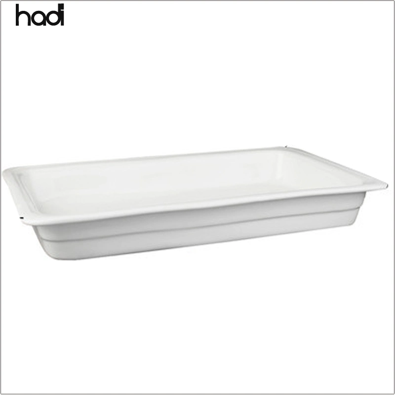 Hadi High quality/High cost performance  Commercial Food Warmer Buffet Pans Full Size White Modern Gn Economic Gastron Gn Pan Porcelain Ceramic Buffet Food Pan