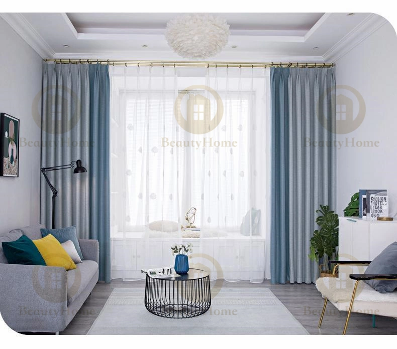 Fashion Hotel Cafe Living Room Hotel Curtains Printed Chain Curtain Decorative Blackout Linen Curtain