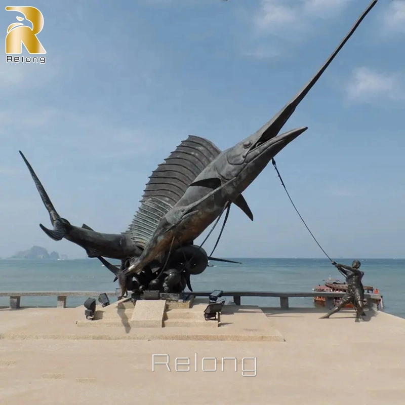 Large Size Metal Ocean Fish Decor Landscape Bronze Swordfish Sculpture
