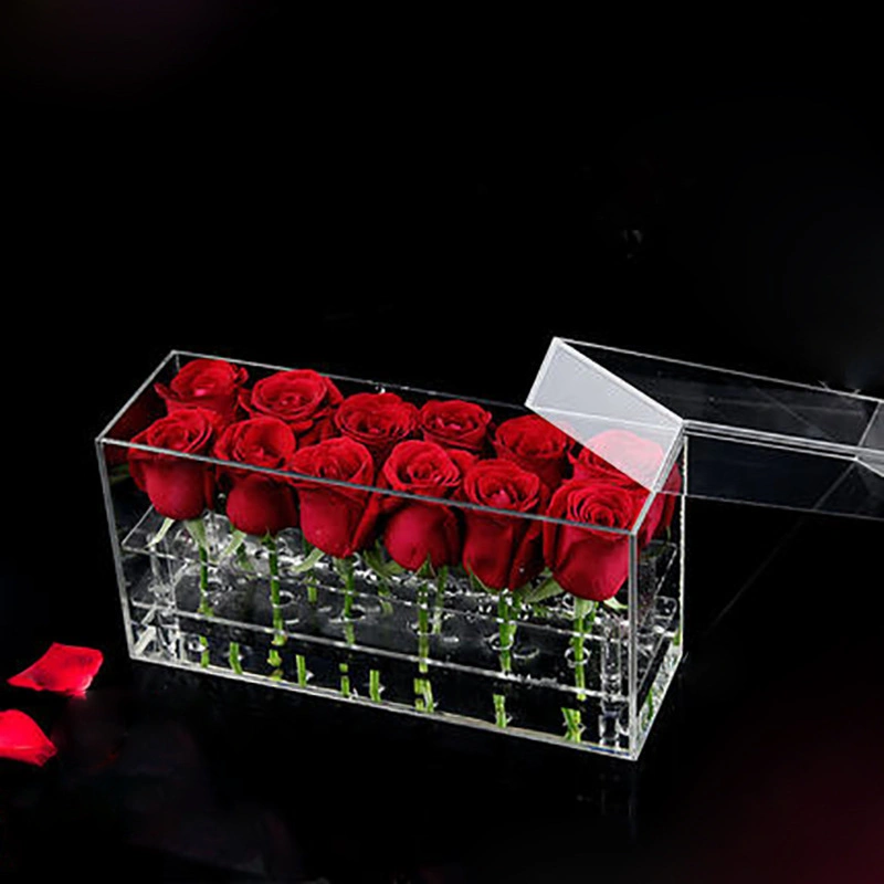 Square Clear Acrylic Flower Box Wedding Crystal Rose Box