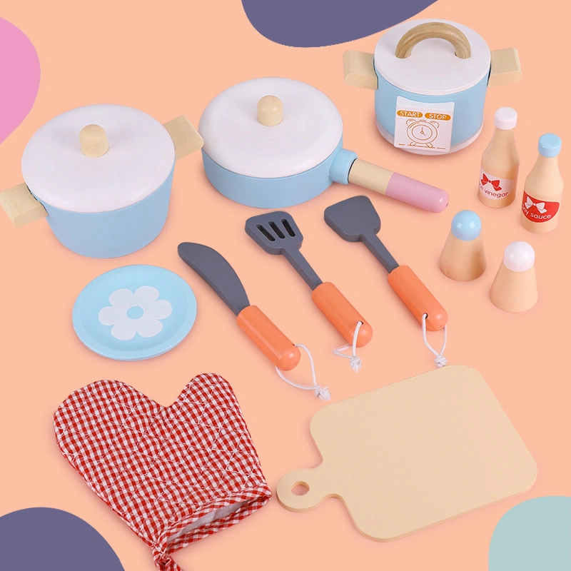 Ensemble de jouets de cuisine en bois pour enfants, simulation de cuisine, ustensiles de cuisine, jeu de rôle, jouet pour garçons et filles, jouets de cuisine en bois avec lumière et musique.