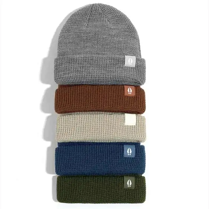 Custom Logo Fashion Winter Beanie Custom Knitted Winter Waffle Beanie Hats