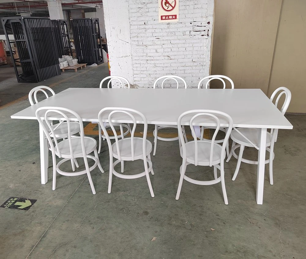 Good Quality Commercial Event Hire Furniture White Wood Rectangle Table Folding Event Rental Dining Table