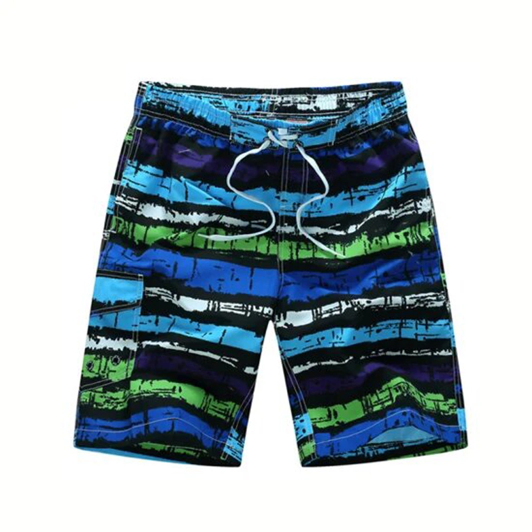 Custom Men's Fashion Print Drawstring Waist Swimwear OEM Trunks Beach Shorts