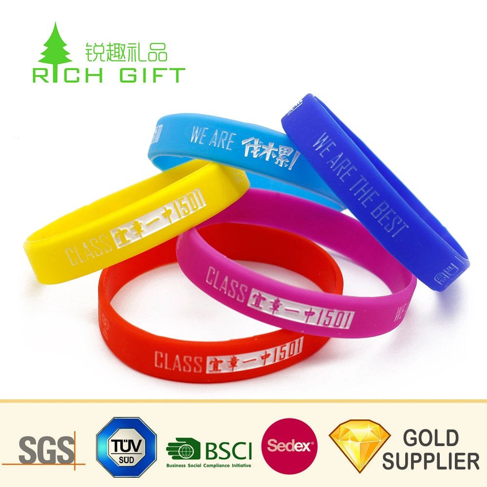 High quality/High cost performance Custom Wrist Band Recycled Debossed Ink Filled Silicone Bracelet Egypt Souvenir Wristband